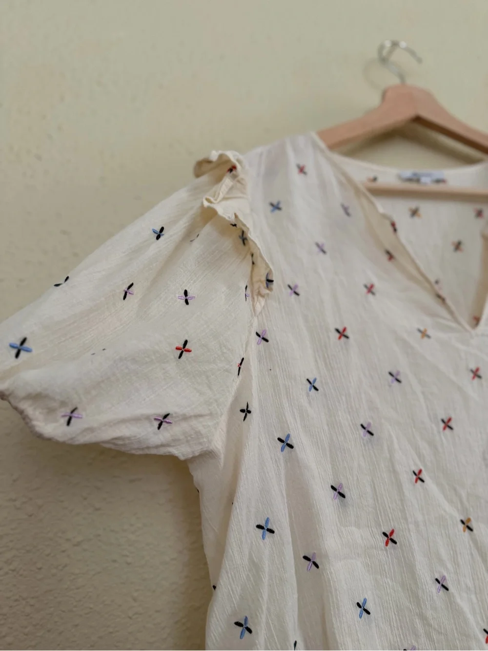 Madewell | Gazebo Embroidered Rainbow Gauze Ruffle Blouse Top - Size 2X